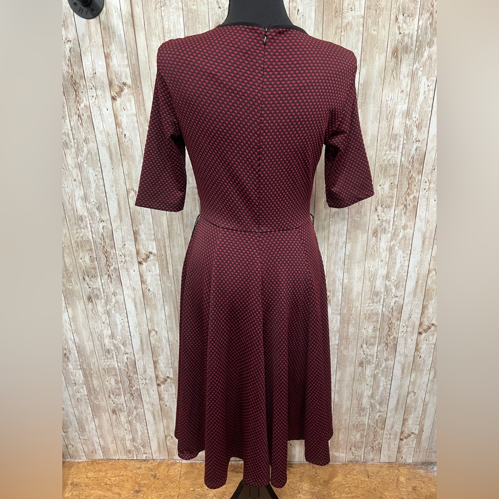 Danny & Nicole Red A-Line Midi Dress Mock Neck - Picture 3 of 6